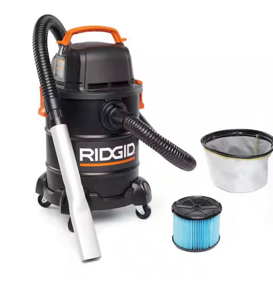 New RIDGID 5 Gallon Steel Ash & Grilling Vac