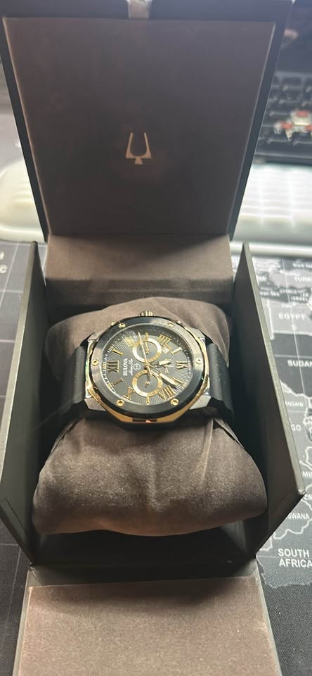 Bulova Marine Star Black Gold Water Resistant Watch