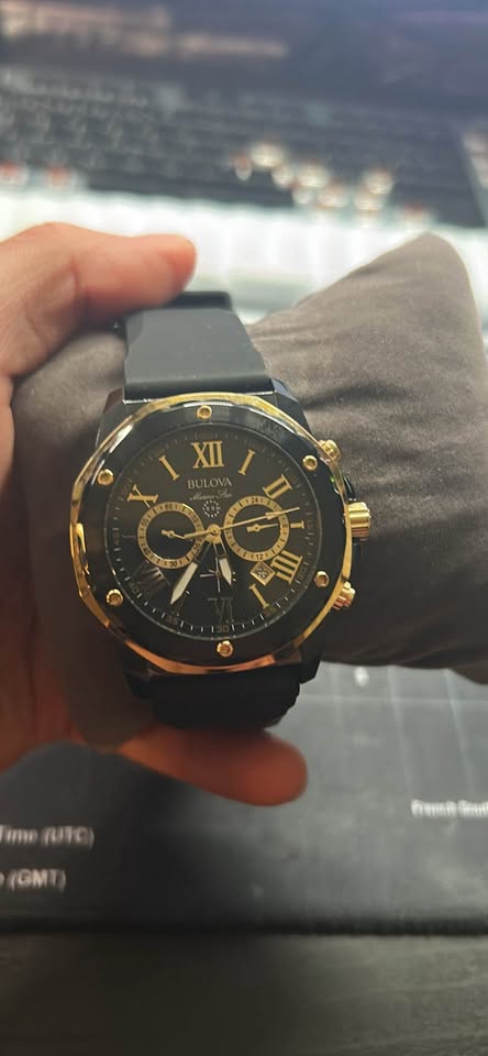 Bulova Marine Star Black Gold Water Resistant Watch